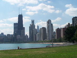 view of the city from this part of the lakeshore path